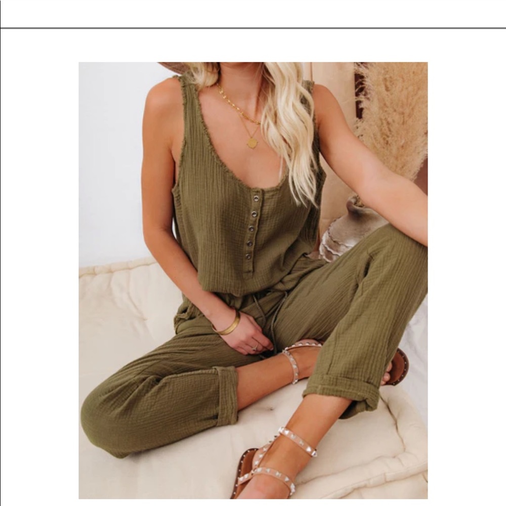 Olive Green VICI Drawstring Jumpsuit